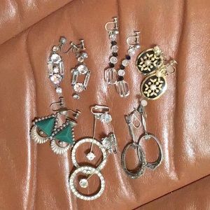 6 pairs of antique clip on earrings